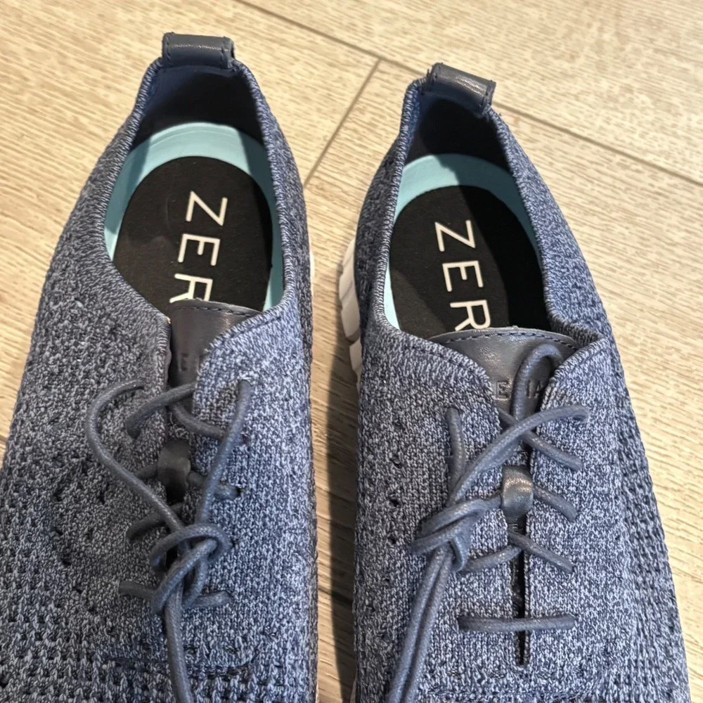 Cole Haan Zerogrand Stitchlite Oxford Mens 11M Blue Knit Wingtip Sneakers C21201